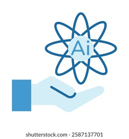 Generative AI atom icon illustration