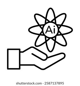 Generative AI atom icon illustration