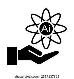 Generative AI atom icon illustration