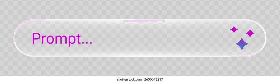 Generative AI bar design in liquid glass. Artificial intelligence prompt search field transparent