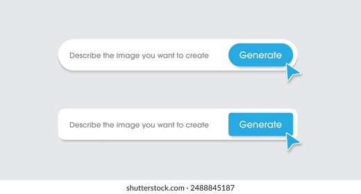Generative AI bar. Input prompt as commands for create. White generate bar, Flat design. Machine learning technology concept. Vector illustration design for UX UI and App.