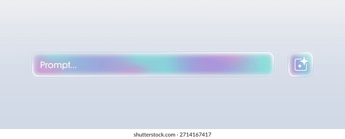 IA generativo. Los Botones de interfaz de vidrio líquido modernos para IA generan. Formas rectangulares redondeadas en diseño de estilo de morfismo de vidrio para diseño de interfaz de usuario e interfaz de Sitio web, o App. Ilustración vectorial.