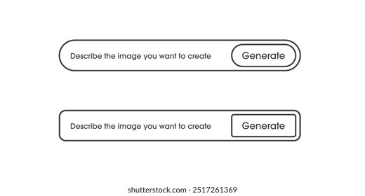 Barra de AI generativa como parte do design UX UI e site. Insira texto de comando para gerar ideias, conceito de tecnologia de inteligência artificial. Ilustração vetorial.