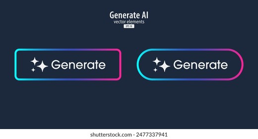 Generativ KI Button. Künstliche Intelligenz und Technik des maschinellen Lernens. KI gibt über die Eingabeaufforderung Ideen zu generieren. Chat mit KI. UI UX Design, Vektorillustration.