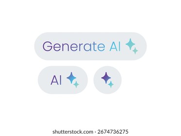 IA generativo Botón con estrellas brillantes. Vector conceptual de inteligencia artificial para tecnología, herramientas creativas e innovación digital