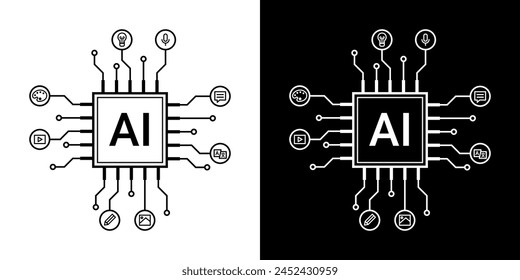 Generative AI concept, Artificial intelligence AI pictogram. Technology related to artificial intelligence, idea, content generator illustration.