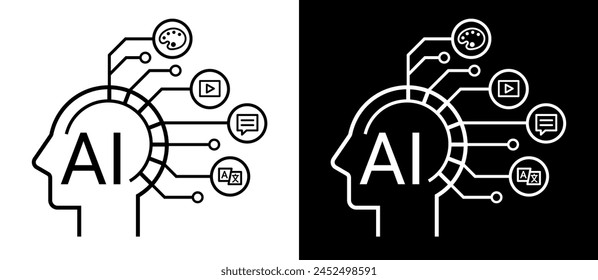 Generative AI concept, Artificial intelligence AI brain. Technology related to artificial intelligence, content generator illustration.