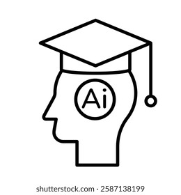 Generative AI graduate icon illustration