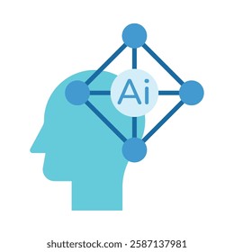 Generative AI head icon illustration