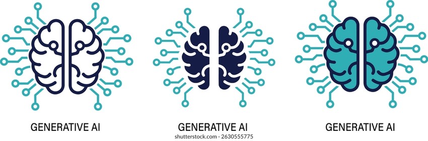Conjunto de ícones de IA generativa Inteligência artificial e símbolos de automação