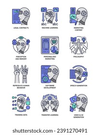 Generatives ai-Icon-Set, gefüllter Rahmenstil