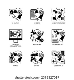 Conjunto de iconos de ai generativo, estilo de glifo