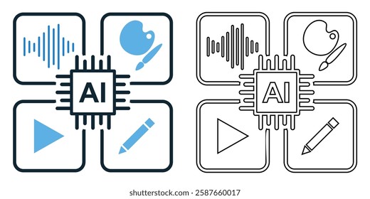 generative AI icon vector with a modern and tech inspired design. Perfect for artificial intelligence, machine learning, automation, digital creativity, and content generation
