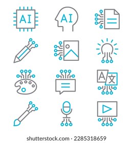 Generative AI line icon set