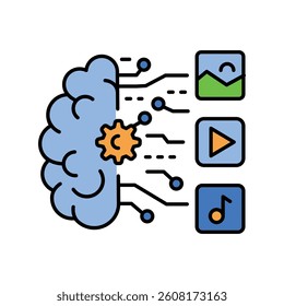 Generative AI line icon. Vector isolated element. Editable stroke.