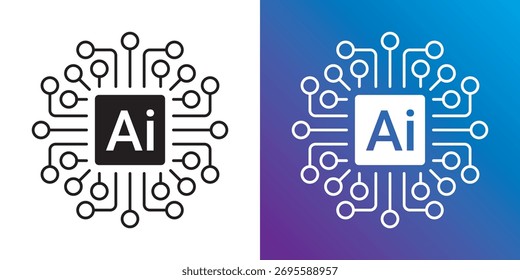Generative AI logo icon with sparkle star with square button. concept of Artificial intelligence and Machine learning for app and web.