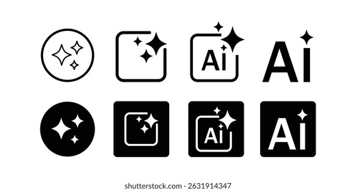 Generative AI logo icon with star and square icon. Artificial intelligence and Machine learning sign icon concept. Tools for generate from the text. Icon element for app and web.

