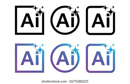 Generative AI logo icon with star. Artificial intelligence and Machine learning sign icon concept. Tools for generate from the text