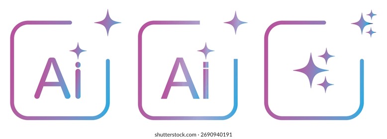Icono del logotipo del IA generativo con la estrella y el icono cuadrado. Inteligencia artificial y concepto de icono de signo de aprendizaje automático. Herramientas para generar a partir del texto. Elemento de icono para App y Web. Iconos generados por IA