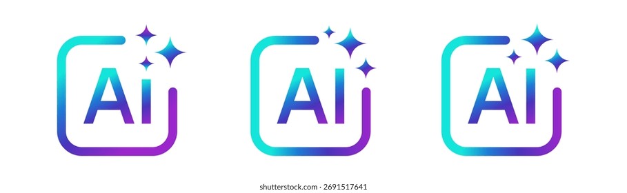 Generative Ai logo conjunto. Símbolo de icono de inteligencia artificial. Ilustración vectorial