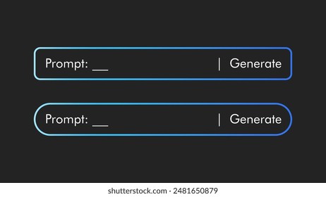 Generative AI neon prompt bar isolated on black background. Artificial intelligence UI UX graphic design for website, mobile app