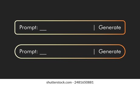 Generative AI neon prompt bar isolated on black background. Artificial intelligence UI UX graphic design for website, mobile app