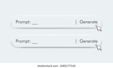 Generative AI prompt bar user interface isolated on white background. Artificial intelligence UI UX graphic design for website, mobile app