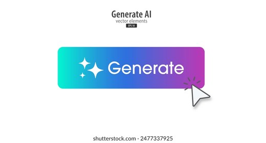 Generativ KI Square Button. Künstliche Intelligenz und Technik des maschinellen Lernens. KI gibt über die Eingabeaufforderung Ideen zu generieren. Chat mit KI. UI UX Design, Vektorillustration.