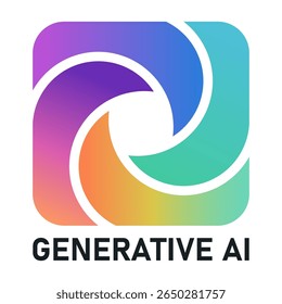 Ícone de espiral de IA generativa em cores do arco-íris de gradiente. Vetor.