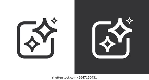 Interface do usuário de IA geral. Estrela AI com ícone de linha quadrada. A IA entra pelo prompt de comando para gerar ideias. Elemento de ícone para site, aplicativo móvel. Ilustração vetorial.