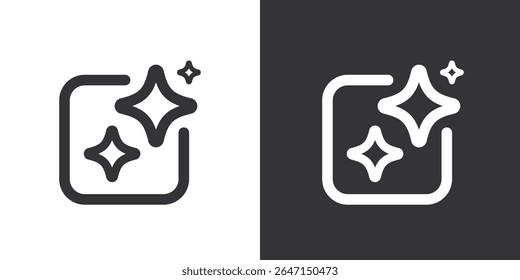 Generative AI user interface. AI star with square line icon. AI enters by command prompt to generate ideas. Icon Element for website, mobile app. Vector illustration.