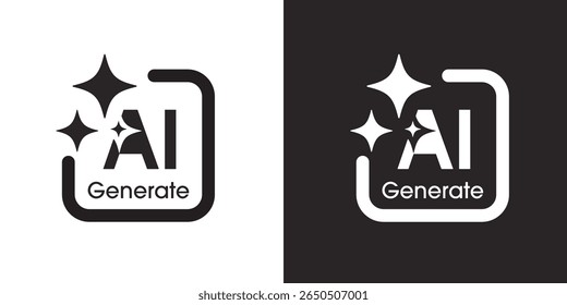 Interface do usuário de IA geral. Estrela AI com ícone de linha quadrada. A IA entra pelo prompt de comando para gerar ideias. Elemento de ícone para site, aplicativo móvel. Ilustração vetorial.