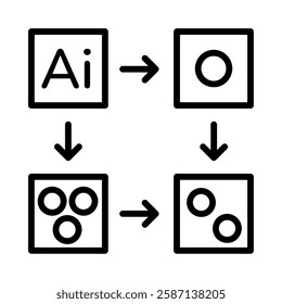 Generative AI workflow icon illustration