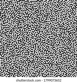 Generative algorithm psychedelic background. Reaction-diffusion or turing pattern formation. Organic lines in memphis. Unique texture of homogeneous, uniform state in biological organisms.
