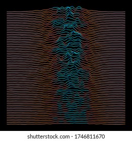 Generative art and data visualization of Simplex or Perlin noise function. Vaporwave and synthwave style vector illustration.