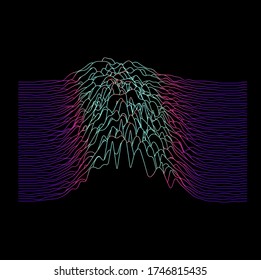 Generative art and data visualization of Simplex or Perlin noise function. Vaporwave and synthwave style vector illustration.
