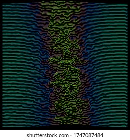 Generative art and data visualization of Simplex or Perlin noise function. Vaporwave and synthwave style vector illustration.