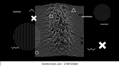 Generative art and data visualization of Simplex or Perlin noise function. Abstract glitched background with geometric composition. Futuristic sci-fi illustration.