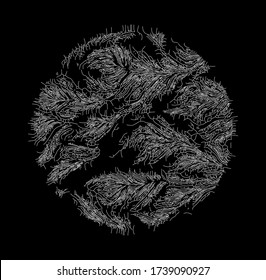 Arte generativo con visualización aleatoria de ruido de Perlin. Imagen conceptual de sistemas de alta tecnología: Inteligencia Artificial, Aprendizaje Profundo, Redes Neuronales y Mapa de Internet.