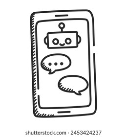 Generative artificial intelligence related icon vector isolated. Doodle illustration, concept of modern technology. Chat bot, AI innovation. Text creation.