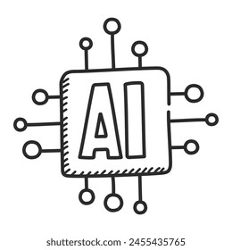 Generative artificial intelligence related icon vector isolated. Doodle illustration, concept of modern technology. AI innovation.