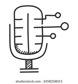 Vector de iconos relacionados con la inteligencia artificial generativa aislado. Ilustración del doodle, concepto de la tecnología moderna. Innovación en IA, generación automática de música y voz.