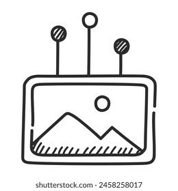 Vector de iconos relacionados con la inteligencia artificial generativa aislado. Ilustración del doodle, concepto de la tecnología moderna. Innovación en IA, generación automática de Imágenes.