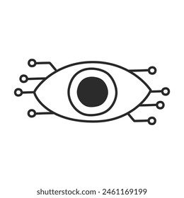 Generative artificial intelligence related icon vector isolated. Doodle illustration, concept of modern technology. AI innovation, digital eye