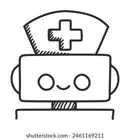 Generative artificial intelligence related icon vector isolated. Doodle illustration, concept of modern technology. AI innovation in medicine and healthcare industry.