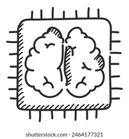 Generative artificial intelligence related icon vector isolated. Doodle illustration, concept of modern technology. AI innovation, digital brain