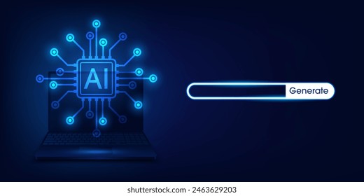 Generative Artificial intelligence technology concept. Generative bot for creating ideas. AI learning by command prompt for generate. Chat with AI. Futuristic abstract background. vector illustration.