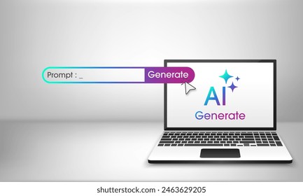 Concepto de tecnología de inteligencia artificial. Generativo no para crear ideas. Aprendizaje de IA mediante Instrucción de comandos para generar. Chatea con AI. Fondo abstracto futurista. Ilustración vectorial.