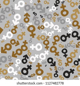 Generative colorful random pattern with male female symbols