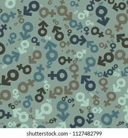 Generative colorful random pattern with male female symbols